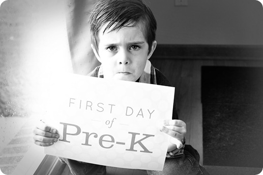 Miles first day of preschool_15 bw