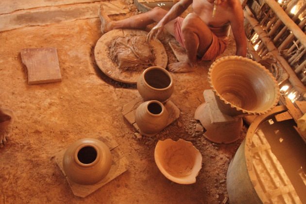 Pots made in front of me at Twante, Burma