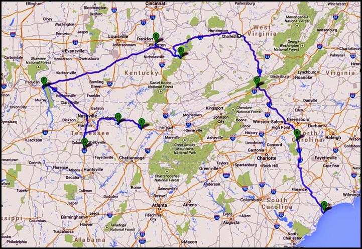 00 - Travel Map to Cumberland Mountain SP, Crossville, TN