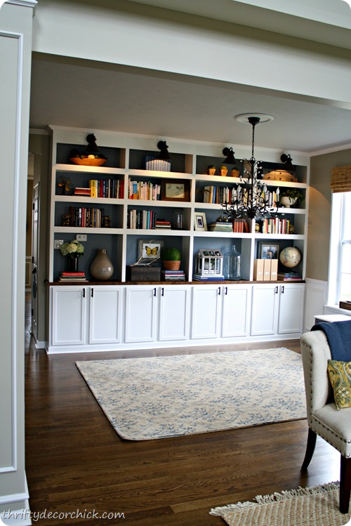 DIY built in library bookcases