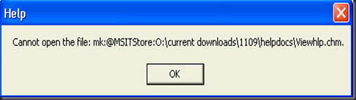 Cannot open the file:Mk:@MSITStore:………..chm 