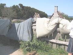 Plimoth Plant mattresses airing out Plimoth Plant mattresses airing out