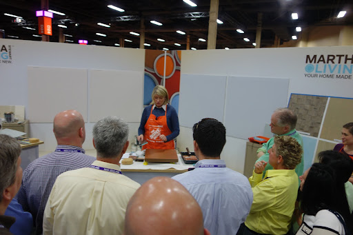 At the Home Depot's Manager's Meeting, Martha demonstrated different techniques for applying texture to painted surfaces.