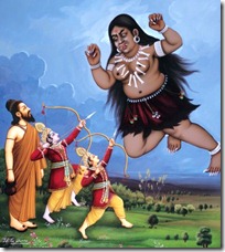Lakshmana and Rama fighting Tataka