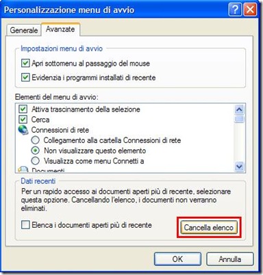 Eliminare cronologia Esegui su Windows XP Eliminare cronologia Esegui su Windows XP