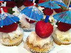 Topped with a strawberry and umbrella for a festive look