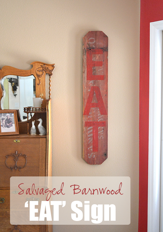 Salvaged Barn Wood EAT Sign - Painted Sign Decor