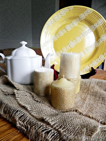 golden burlap candles