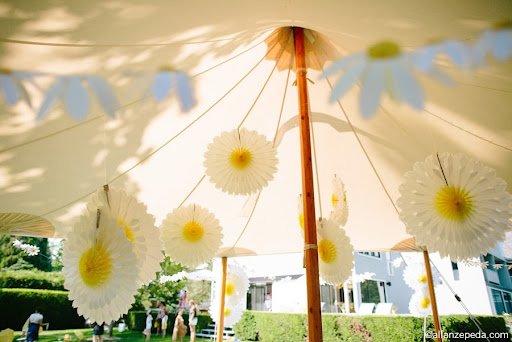 Providing shade at an outdoor party is important in the summer. This fabulous tent is from my favorite source, Sperry Tents, and I hung some tissue daisies (in the sale) at different lengths.
Photograph by Allan Zepeda (allanzepeda.com) for Elan Artists (elanartists.com) Providing shade at an outdoor party is important in the summer. This fabulous tent is from my favorite source, Sperry Tents, and I hung some tissue daisies (in the sale) at different lengths.
Photograph by Allan Zepeda (allanzepeda.com) for Elan Artists (elanartists.com)