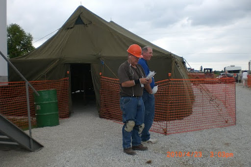 This tent provided volunteers a place to cook and serve meals out of the elements. (Photo by Art Morris)
