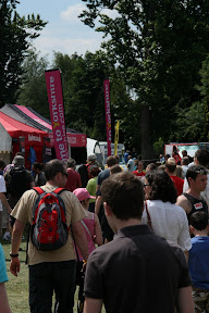 A typical scene on the Sunday afternoon, the event's busiest time.