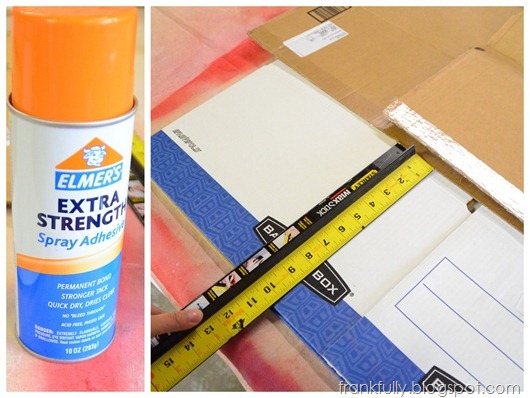 covering bankers boxes with paper, spray adhesive