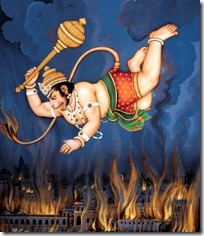 Hanuman burning Lanka