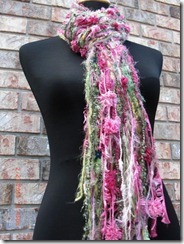 Skinny Pink and Green Scrappy Scarf