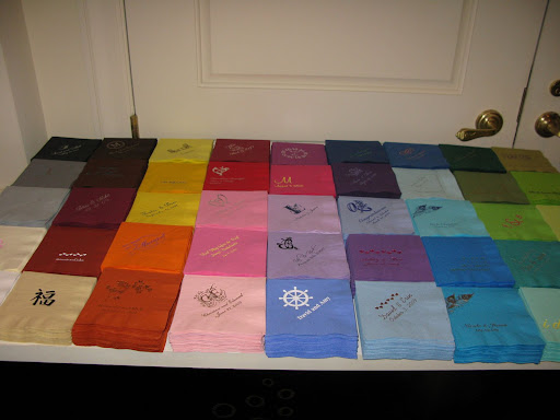 Just a sampling of the customized napkins For Your Party offers.