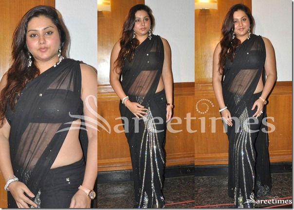 Namitha_Black_Georgette_Saree