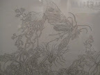 Close-up dibujo de Mónica Millán en la galería Zavaleta Lab