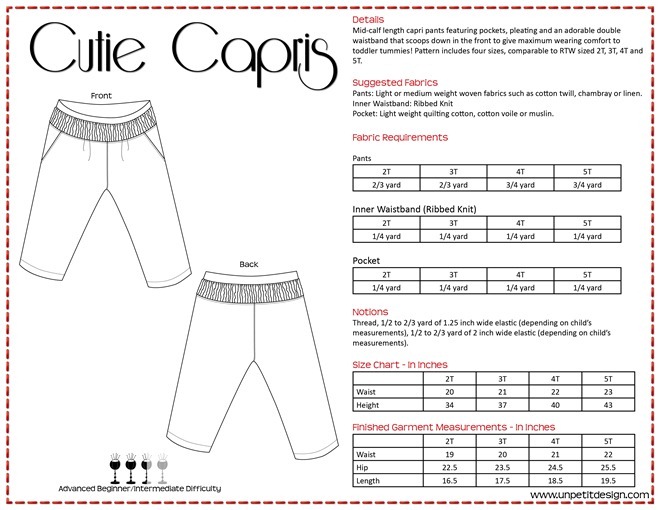 Cutie Capris Description and Information