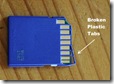A damaged "noname" brand SD card