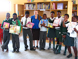 And here's Lora with her library helpers from Mahlahluvana, newly trained but a great group of kids all around, on teh day they opened the library up to all the kids at the school South Africa - 470.jpg
