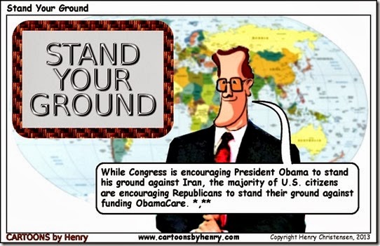 GOP Stand Ground Against Obamacare. toon by Henry