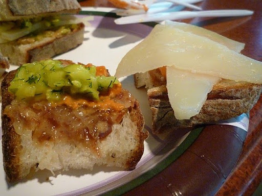 Sandwiches waiting to be assembled