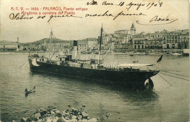 Vapor RUI PEREZ en Palamos. Ca. 1905. Postal.jpg