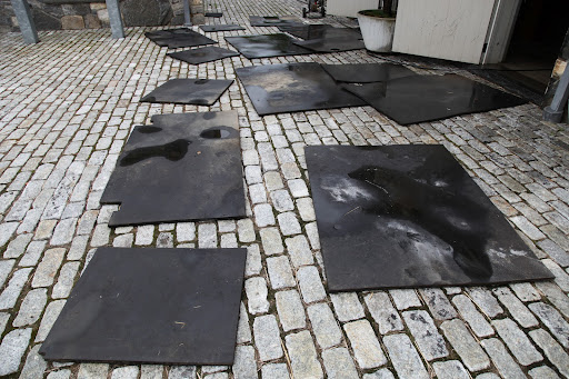 The stall mats were removed, washed really well, and dried out in the sun.