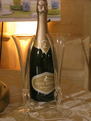 We would serve Iron Horse Wedding Cuvee sparkling wine.
