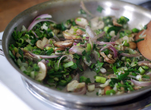 Sauté the vegetables while the pasta is cooking.
