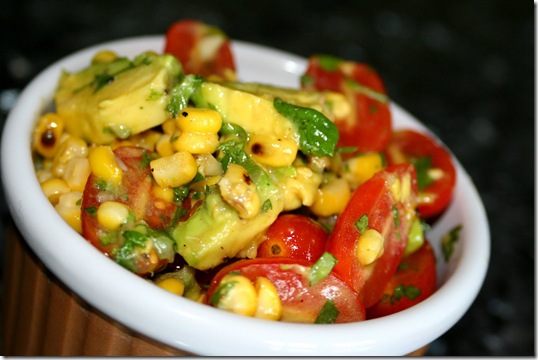 Grilled Corn Avocado & Tomato Salad with Honey Lime Dressing