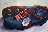 voetbalschoenen '40 - 19 x 23 cm - olieverf op paneel