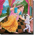 Mother Yashoda chasing Krishna