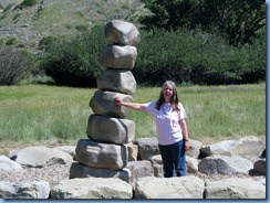 1654 Alberta Lethbridge - Indian Battle Park - Karen at 'rattle' tail of rattlesnake sculpture