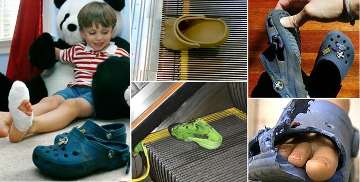 crocs acidente escada rolante fotos