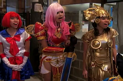 Myrtle Sarrosa with Joj and Jai Agpangan in cosplayer's costumes in TODA Max