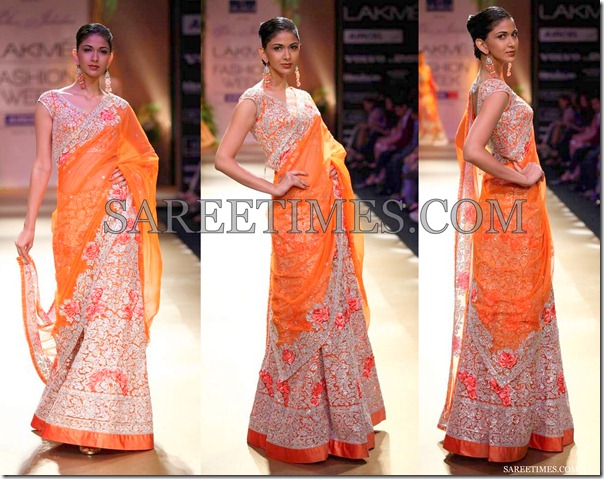 Pallavi_Jaikishan_Orange_Embroidery_Net_Sari