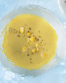 Chilled corn and coconut milk soup is an interesting combination to try Chilled corn and coconut milk soup is an interesting combination to try