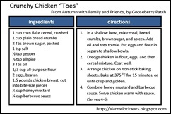 crunchy chicken toes card crunchy chicken toes card