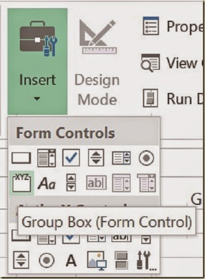 Scenario Analysis in Excel - Insert Group Box