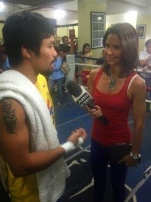 Manny Pacquiao being interviewed by Dyan Castillejo