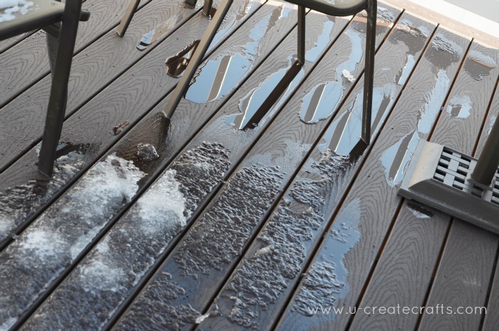 trex deck with snow