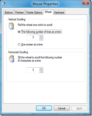 Mouse Properties Wheel Options Mouse Properties Wheel Options