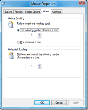 Mouse Properties Wheel Options