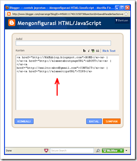 konfigurasi HTML JavaScript