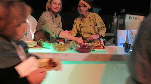Chefs Mary Sue Milliken and Susan Feniger from Border Grill never stopped assembling fish tacos.