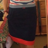 blue and red skirt