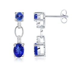 Oval, Round Tanzanite and Diamond Earrings