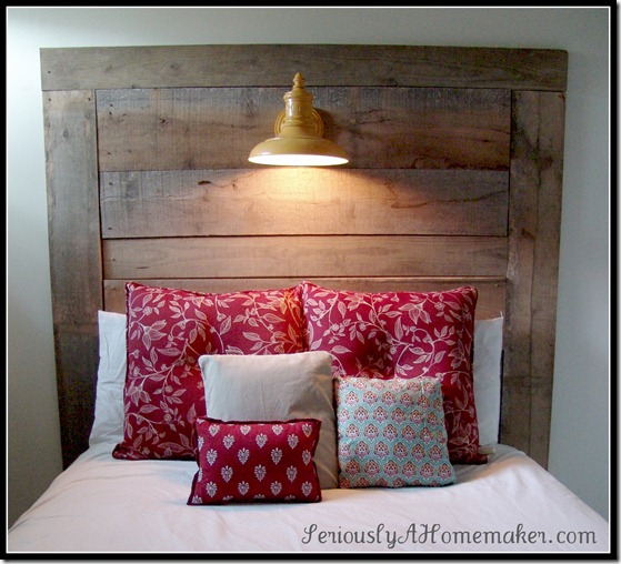 barn wood head board with yellow lamp 2
