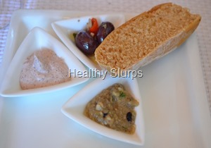 Ciabatta with Dips and Olives Ciabatta with Dips and Olives